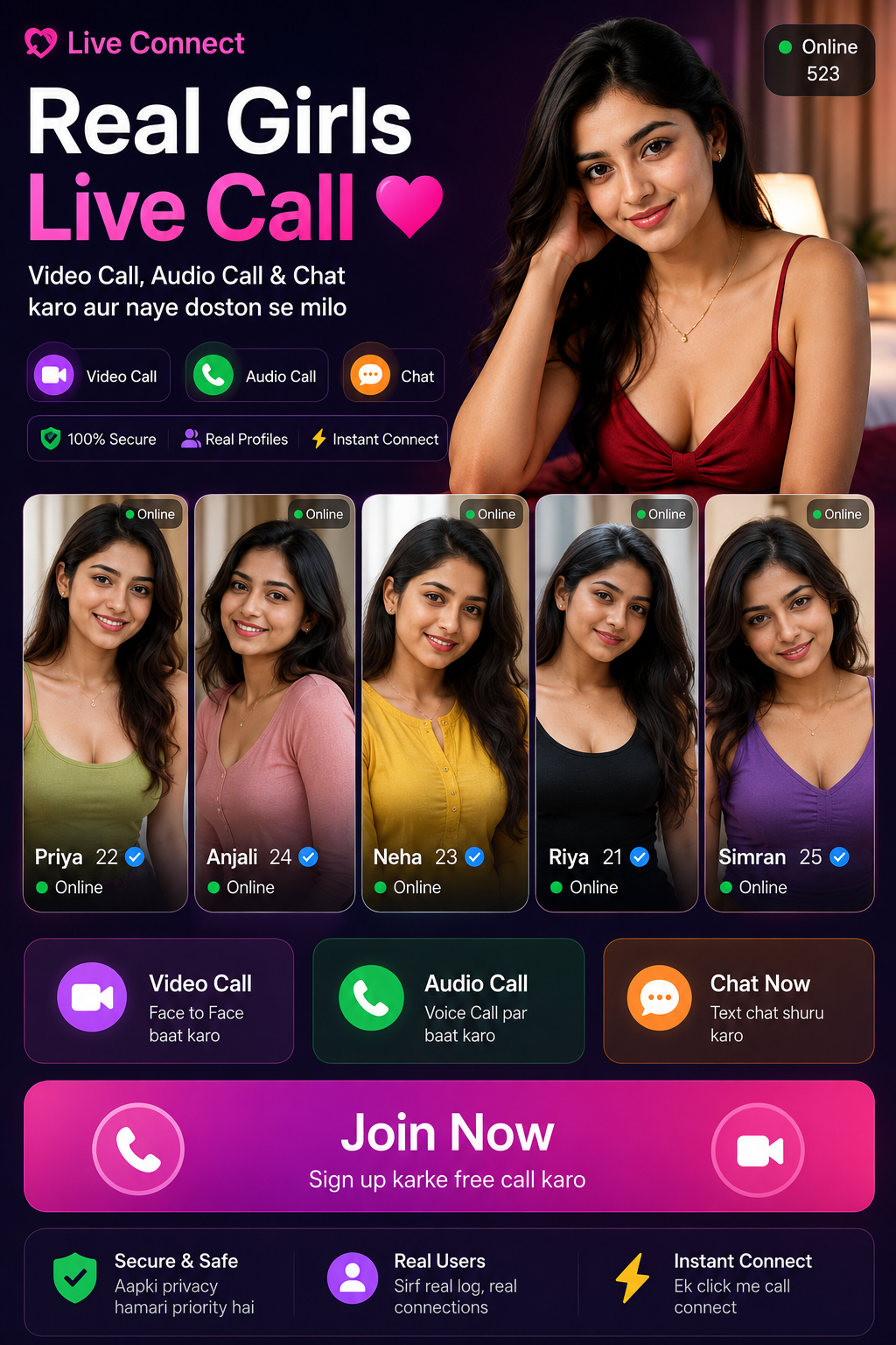 Live Connect — Video Call, Audio Call and Chat